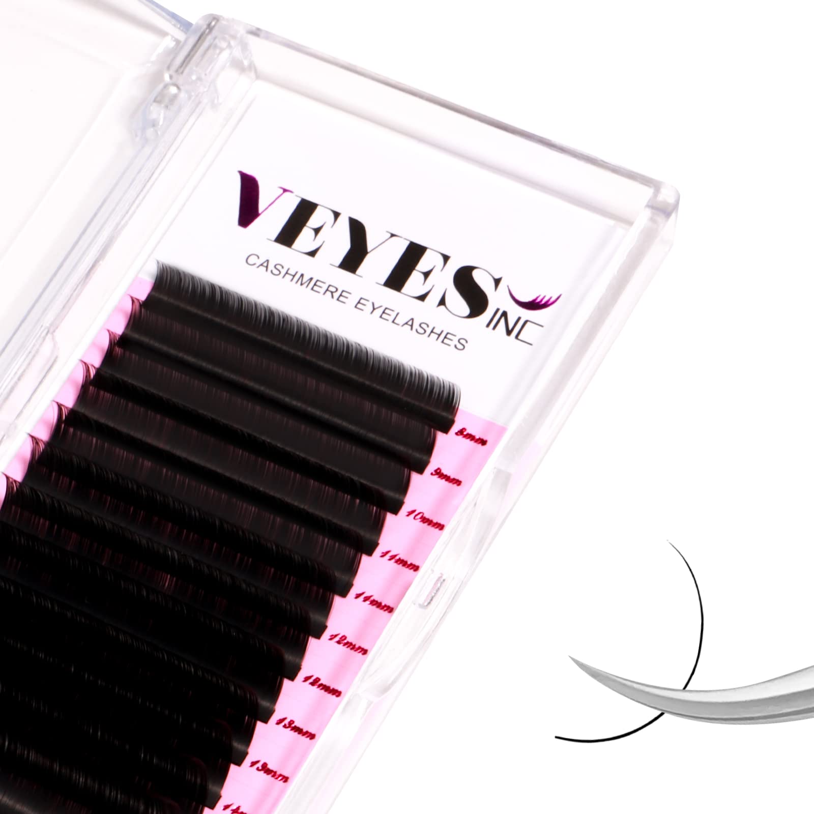 Pestañas de cachemira VEYES INC, curva D 11 mm, volumen natural.