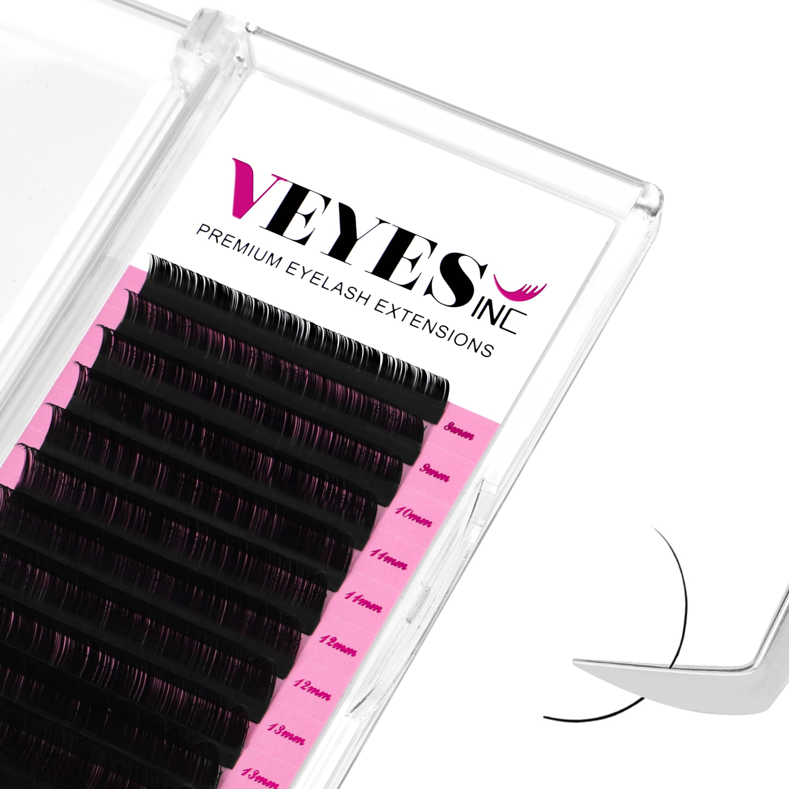 VEYES INC ext. pestañas seda premium, rizo C, long. 8-16 mm, volumen natural