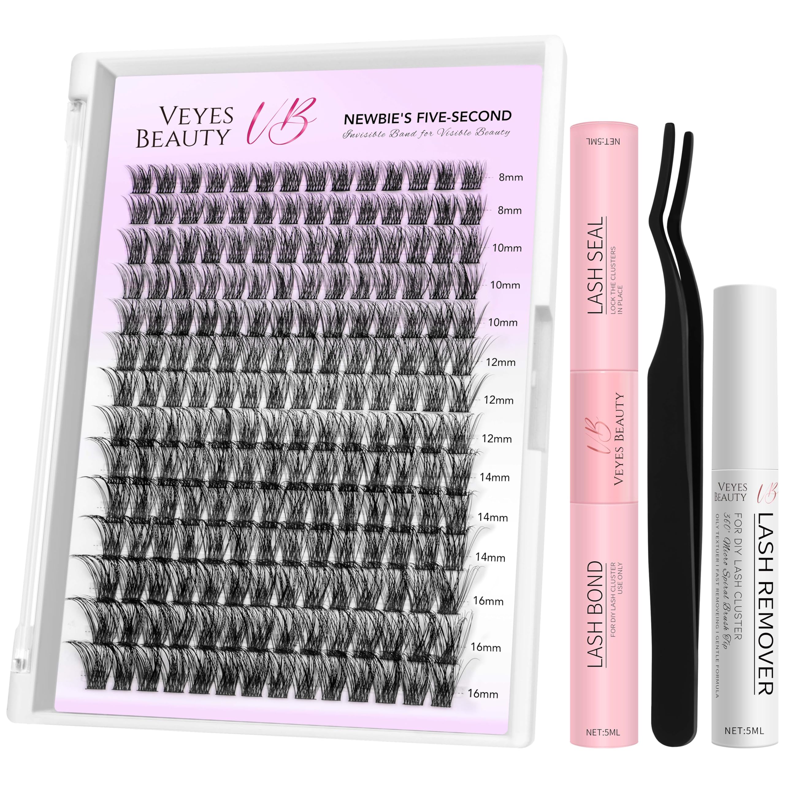 VEYESBEAUTY Ensemble de cils en groupes, emballage pratique pour ranger le kit.