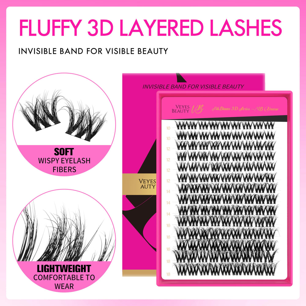 VEYESBEAUTY Pestañas 3D en capas para efecto esponjoso.