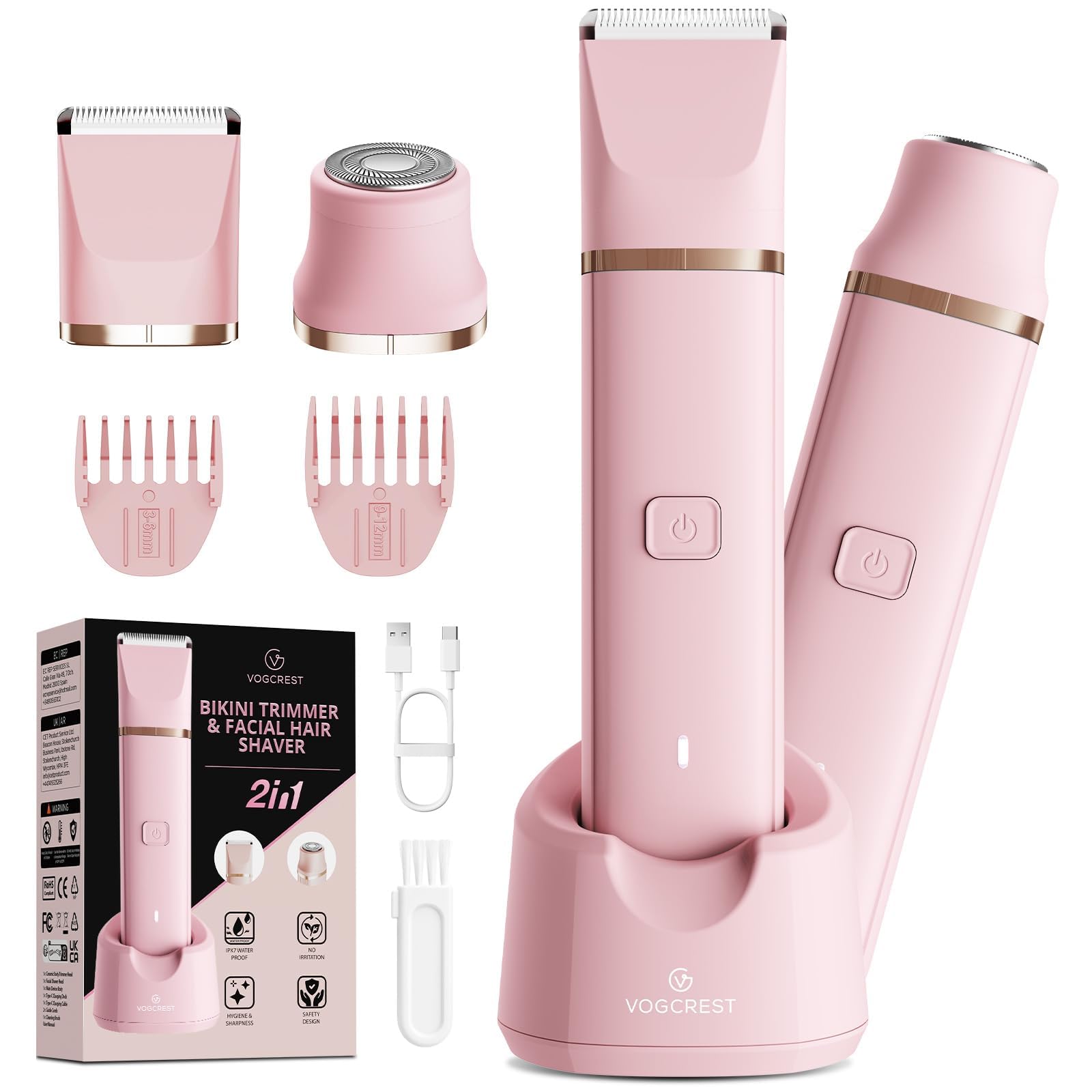 VG VOGCREST bikini-trimmer con hojas cerámicas para afeitado suave