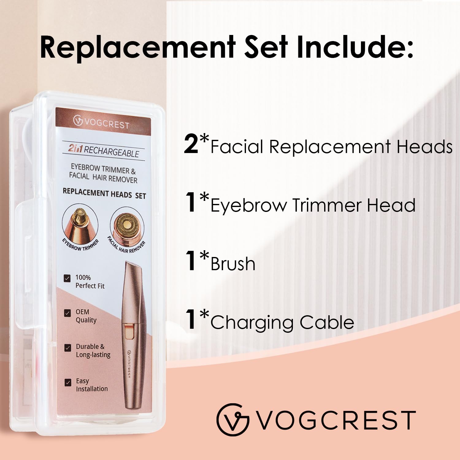 VG VOGCREST: cabezas repuesto para cejas VG-1023, instalación rápida para uso diario.