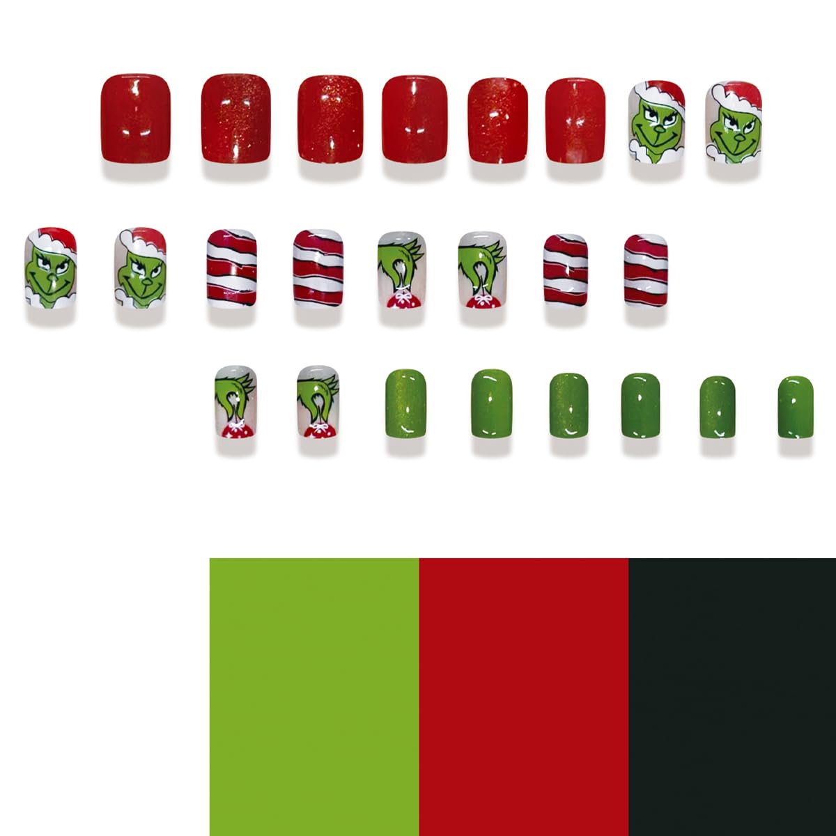 VGNRAR Uñas Navidad forma cuadrada, ajuste cómodo y moderno.