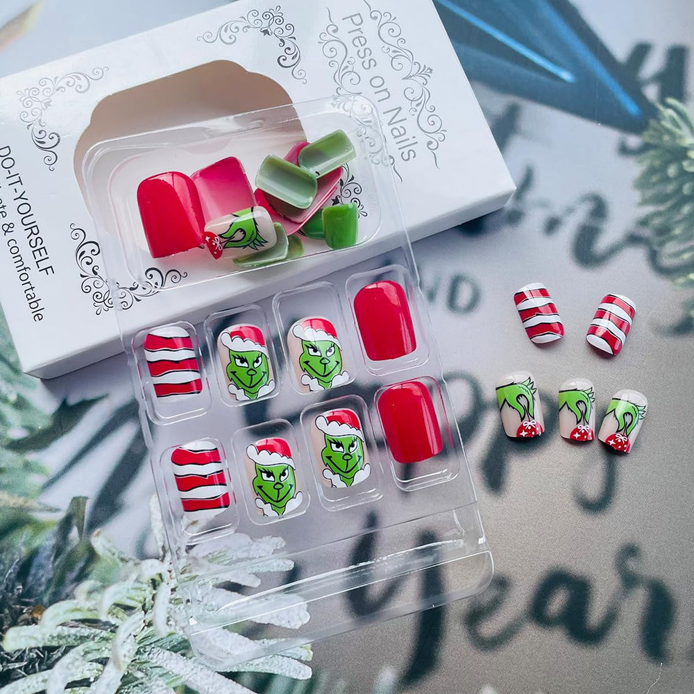 VGNRAR Uñas Navidad kit 24 piezas, listado completo para manicura casera.
