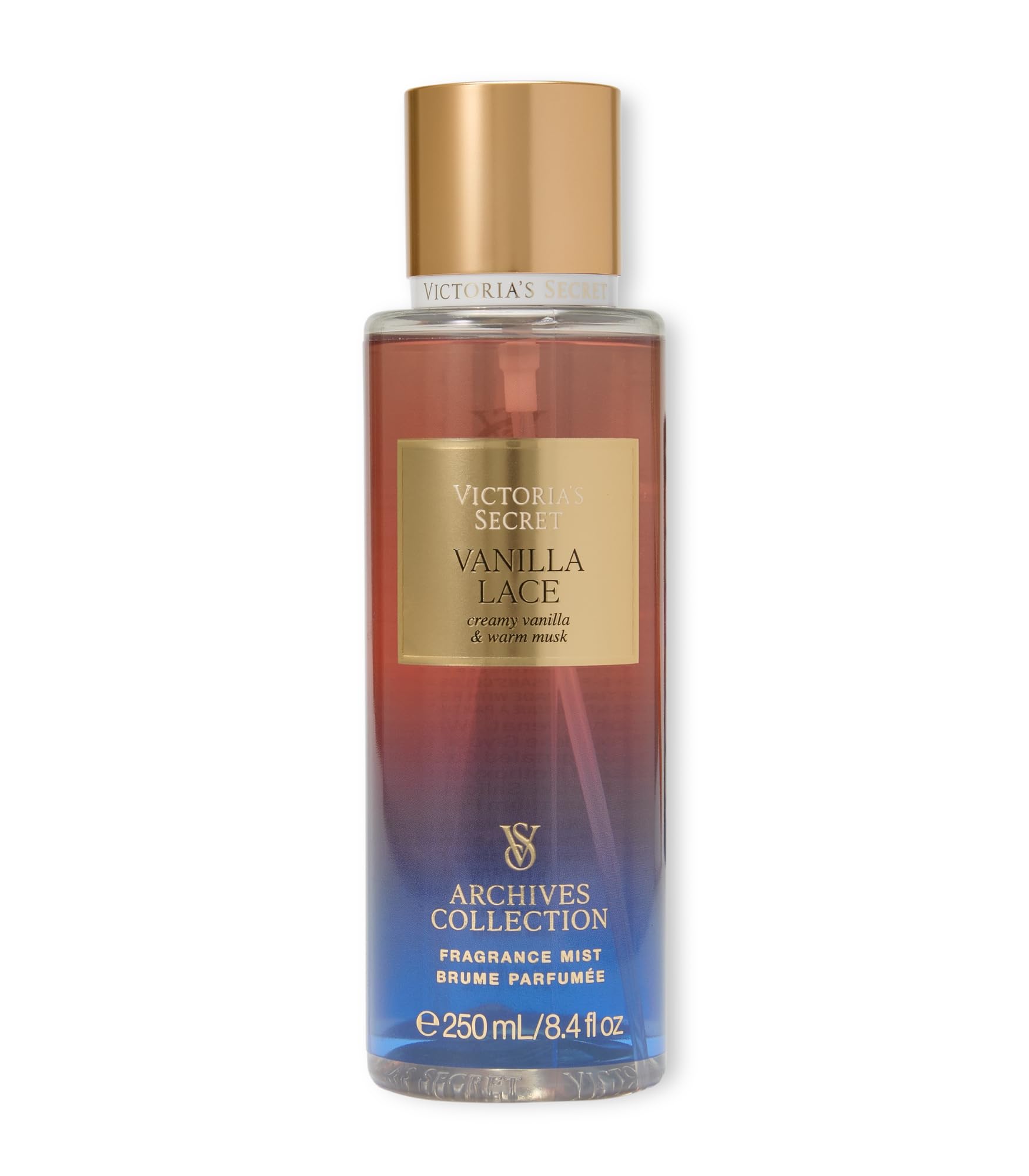 Victoria's Secret Vanilla Lace Nieblas: botella frontal para un aroma suave y duradero
