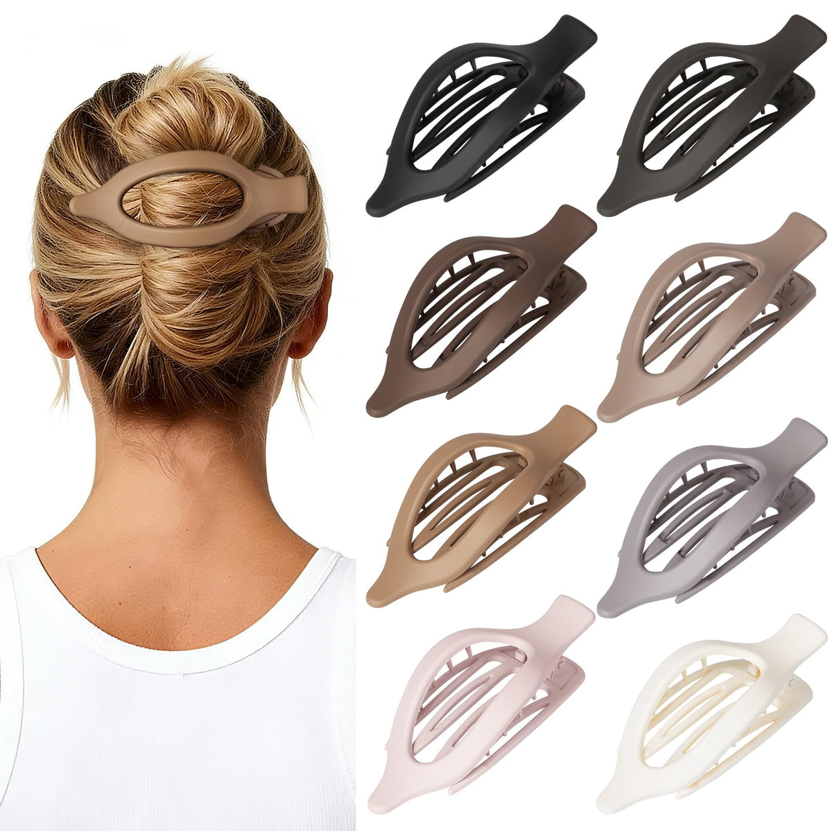 Vigorpace 8-pack pinzas planas para mujer sujetan el cabello con comodidad todo el día