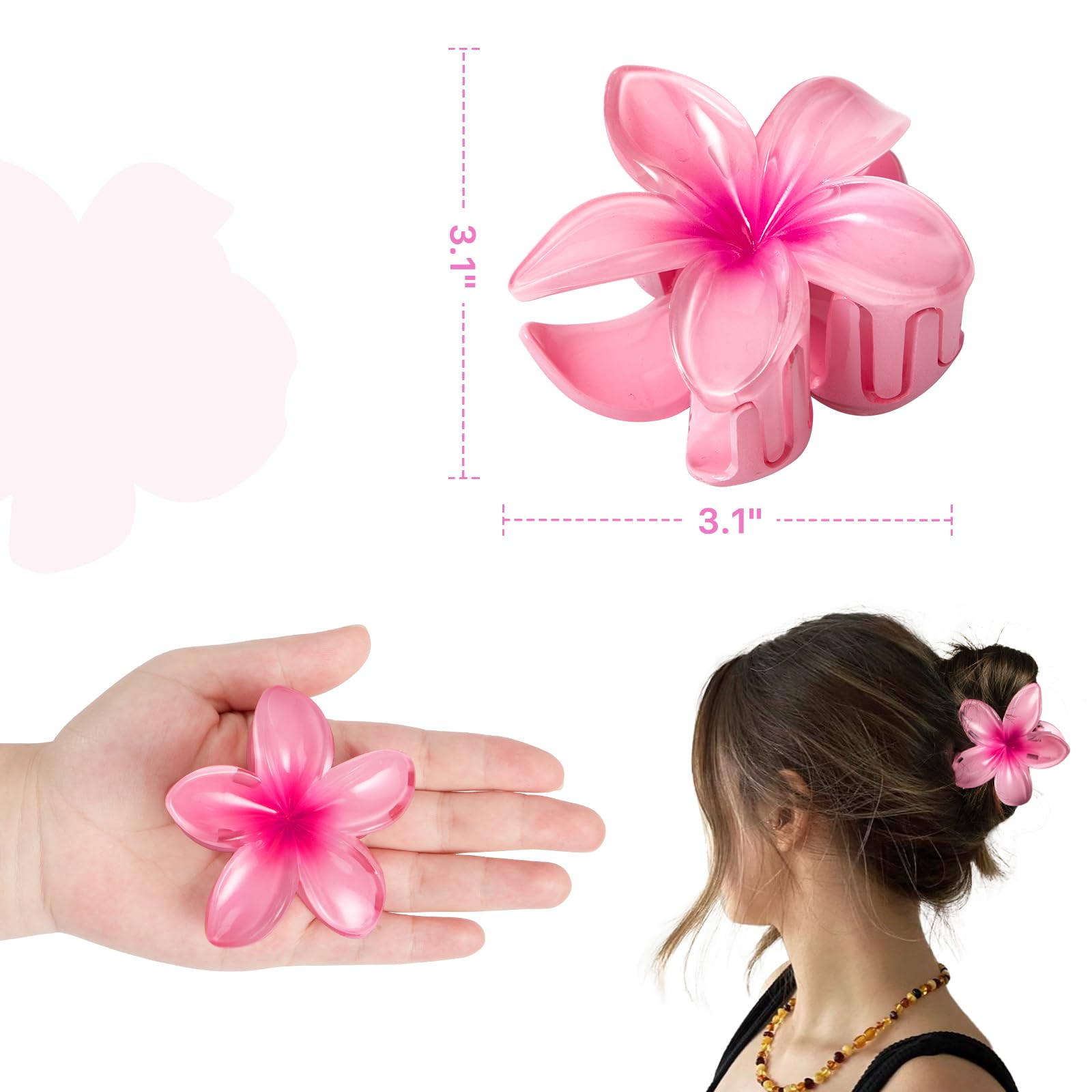 Pinza Vigorpace flor hibisco blanca en el cabello, combina con atuendos claros