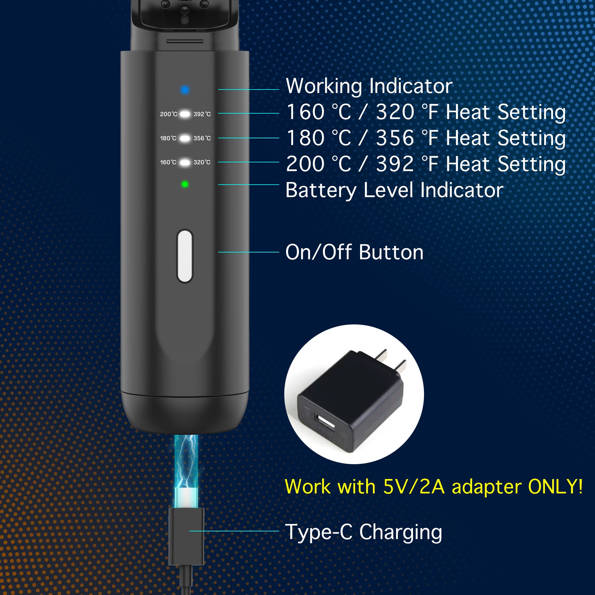 VIKICON alisador con tres temperaturas ajustables para barba