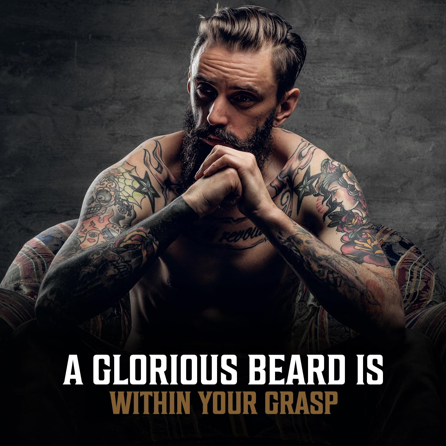 Viking Revolution beard oil packaging on shelf, suggesting a ready-to-use grooming trio