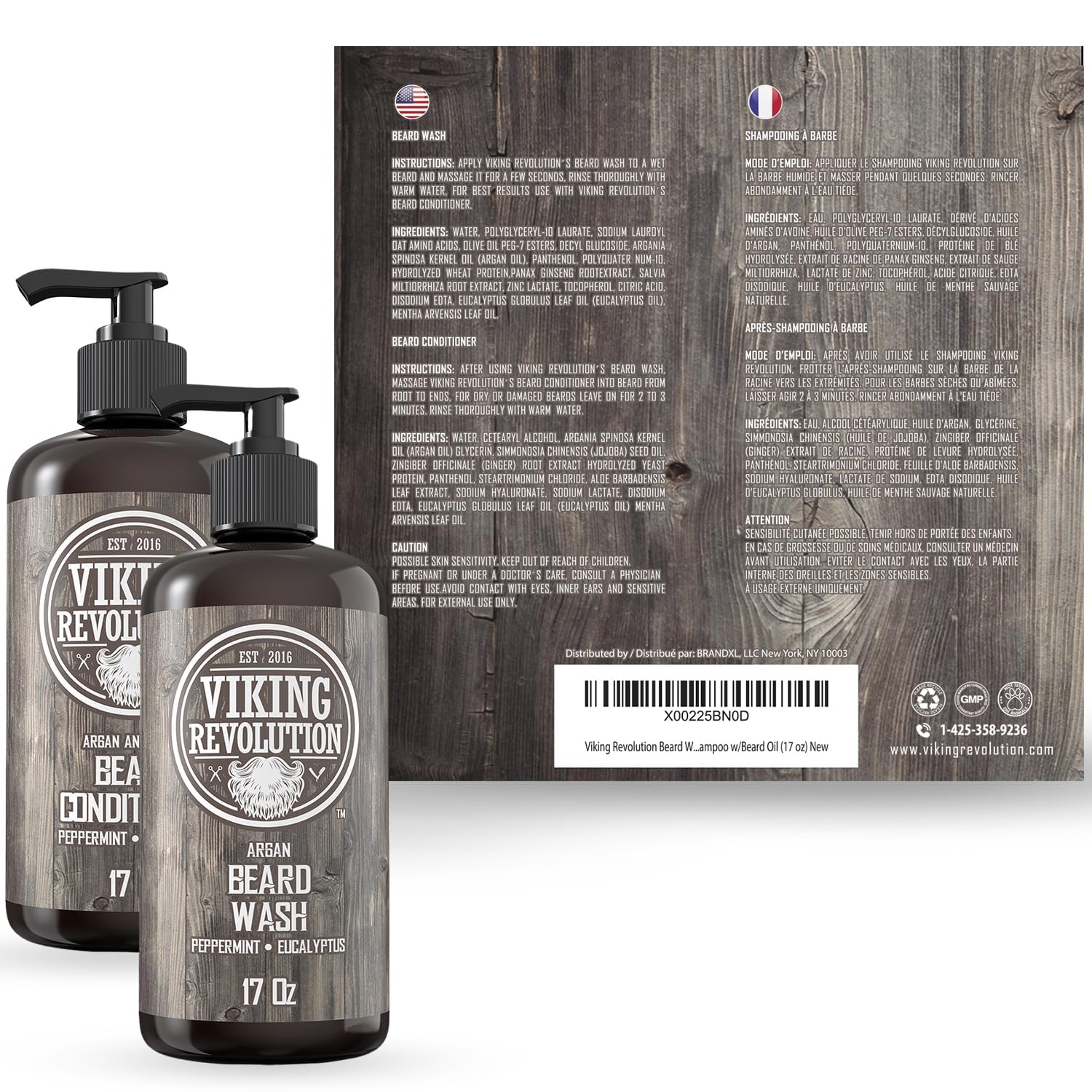 Envase de 17 oz para champú y acondicionador de barba de Viking Revolution.