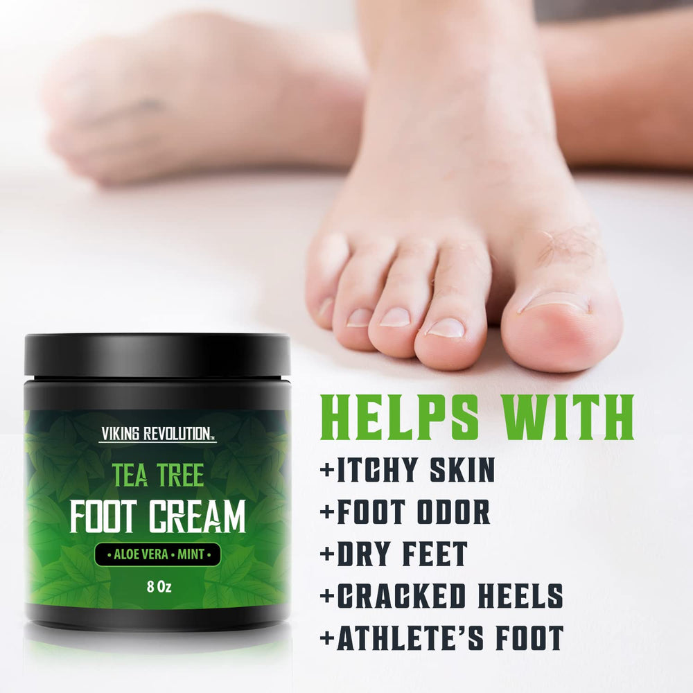 Viking Revolution foot balm application helps hydrate heels and arches.