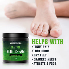 Viking Revolution foot balm application helps hydrate heels and arches.