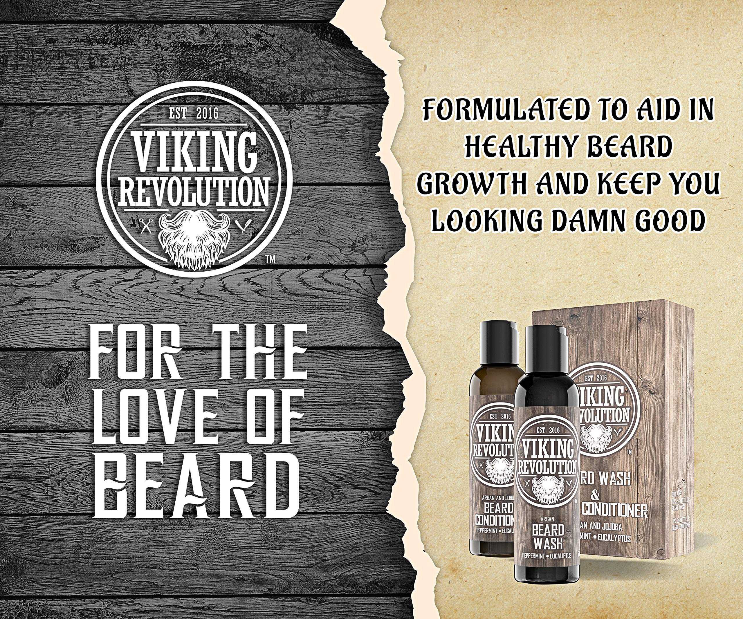 Conjunto barba champú y acondicionador Viking Revolution para suavidad.