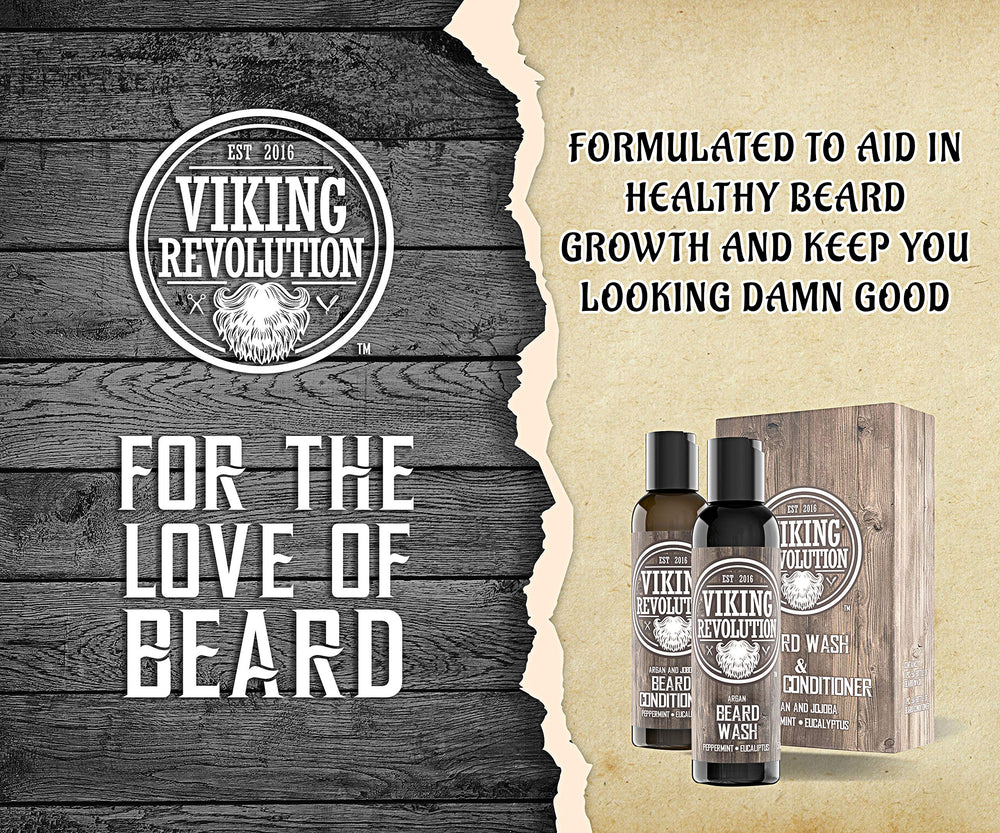 Conjunto barba champú y acondicionador Viking Revolution para suavidad.
