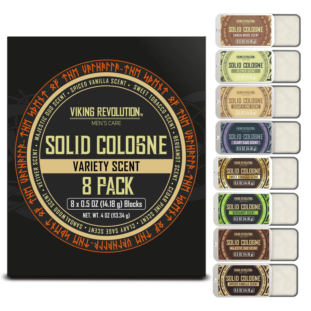 Viking Revolution Bergamot solid cologne delivers bright citrus for instant refresh.