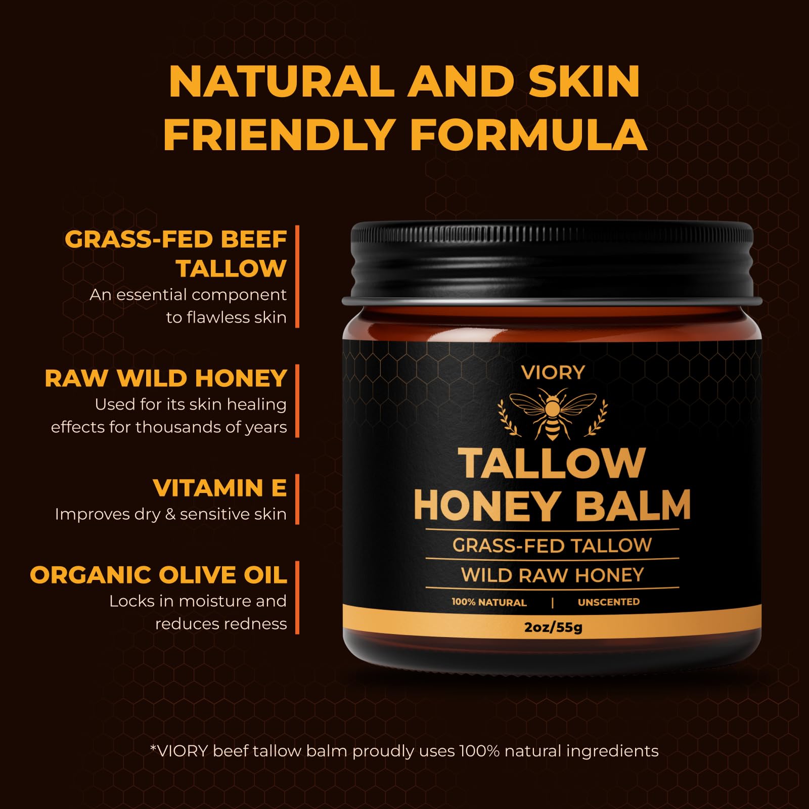 VIORY Balsamo sebo res miel Aplicacion facial diaria para confort de la piel