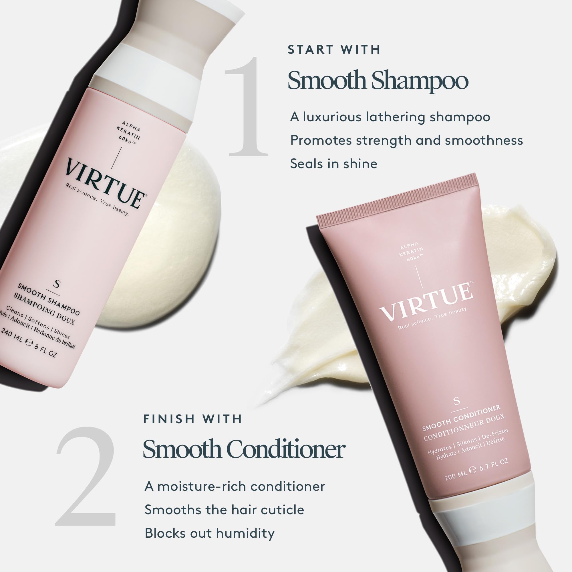 Virtue Smooth Shampoo: sans-parabenes, soin sûr pour tous types de cheveux.