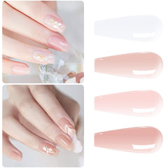 Capas de gel nude translúcido de Vishine, muestran efecto suave en cada capa.