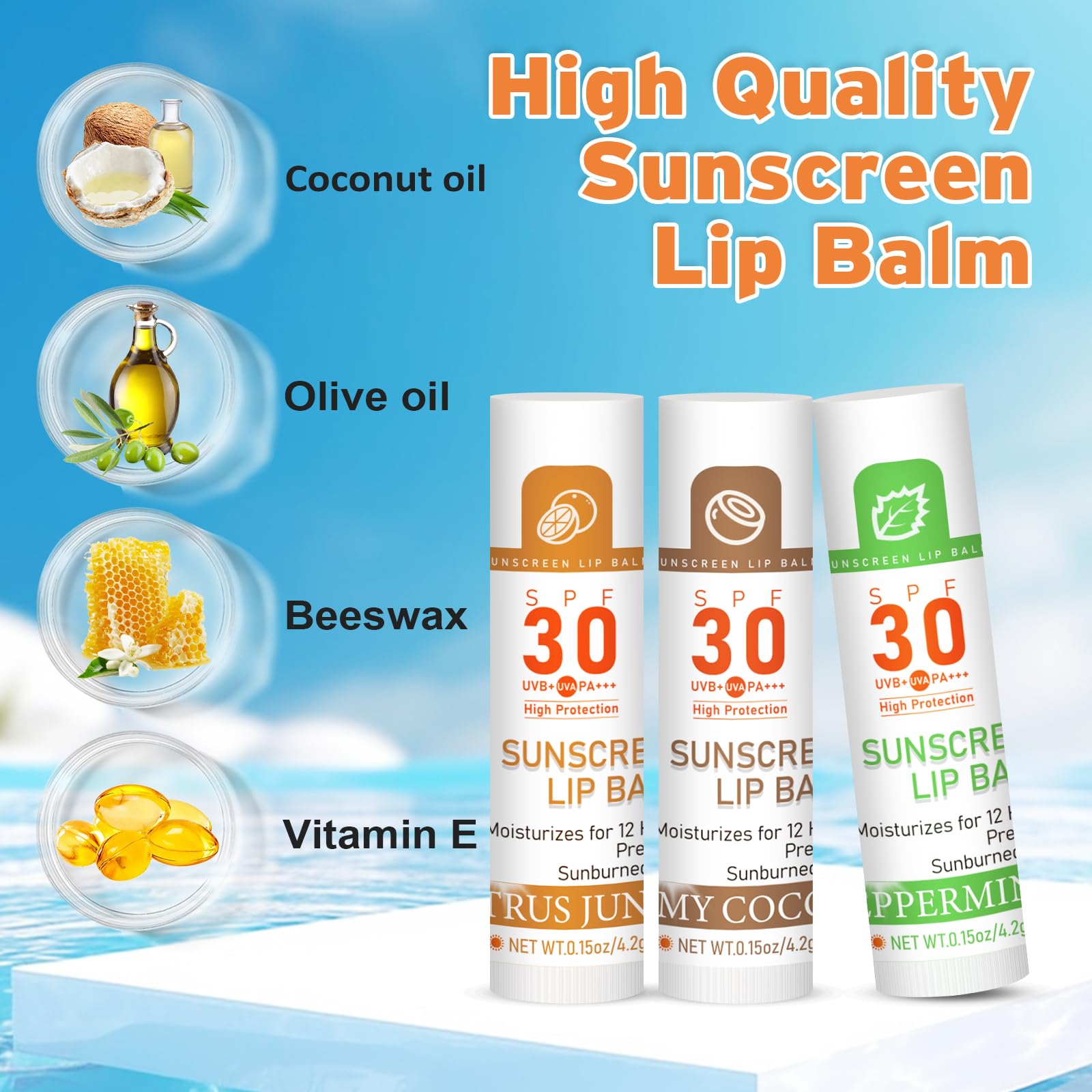 VISRIE SPF30 bálsamo labial, aplicación transparente, sin manchas, ideal para uso diario.