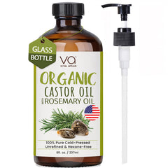 VITAL AFFAIR: aceite de ricino orgánico con romero en frasco de vidrio, preserva pureza