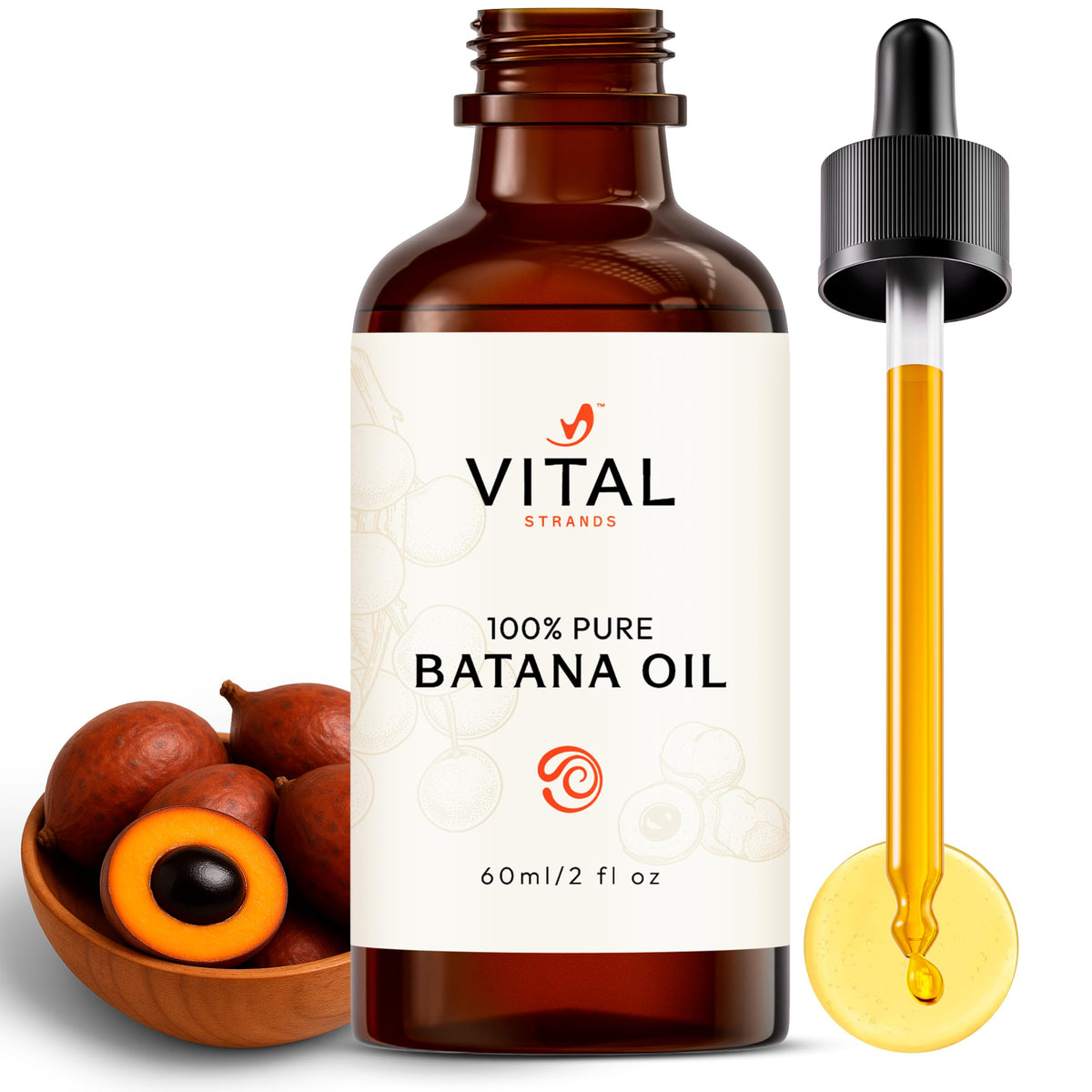 Vital Strands Batana Aceite Botella: cuidado diario para cabello sano y brillo natural.