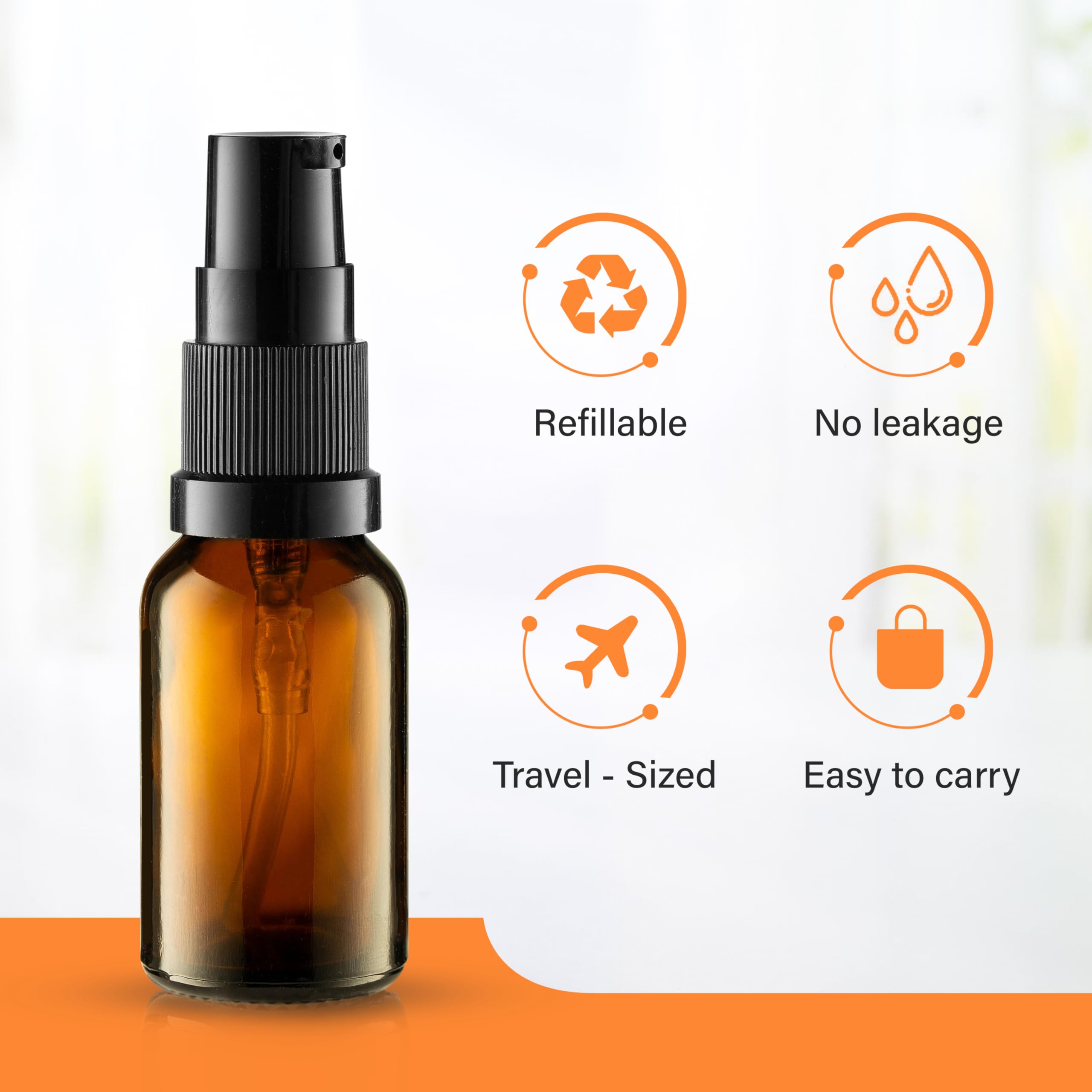 Conjunto VitalUp de 5 botes ámbar 15ml para viajes