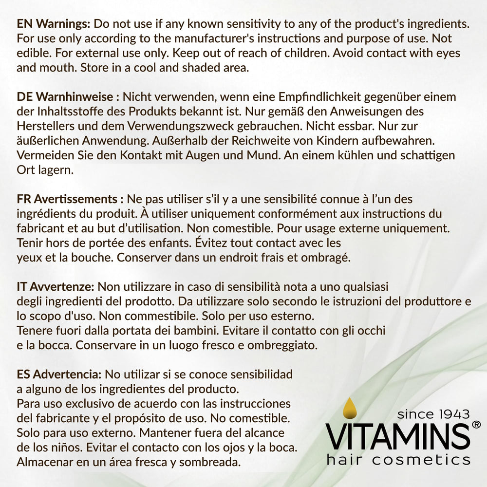 VITAMINS hidratación profunda para cabello seco y dañado.
