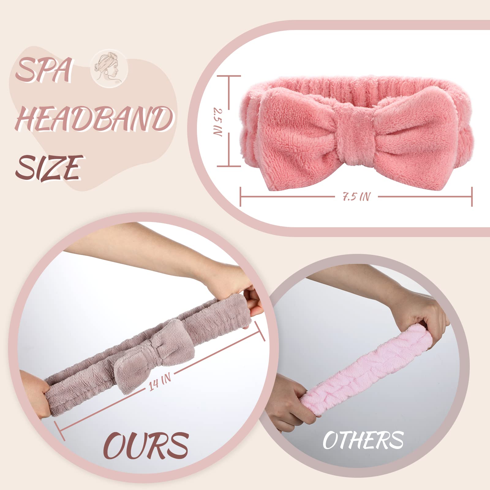 Diadema VITEVER spa lazo marrón, cómoda para maquillaje diario