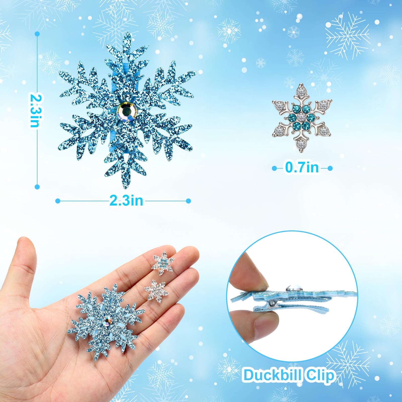 Vodolo pinza copo de nieve azul grande para look invernal.