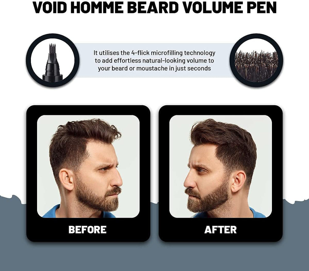 VOID Homme bolígrafo-barba textura realista que imita vello natural.