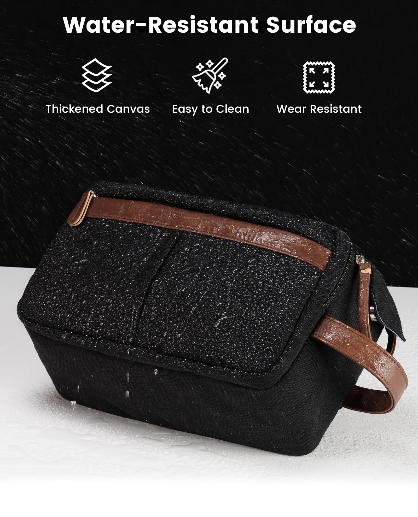 Vorspack bolso de aseo canvas grande, apertura amplia con cremallera doble para acceso rápido.