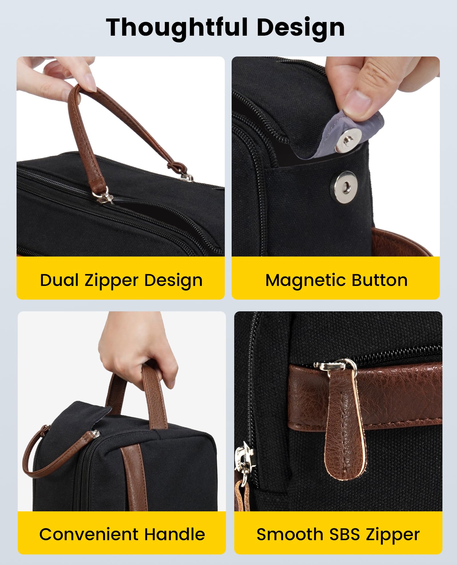 Vorspack bolso de aseo canvas grande, asa de cuero reforzada para llevar o colgar.
