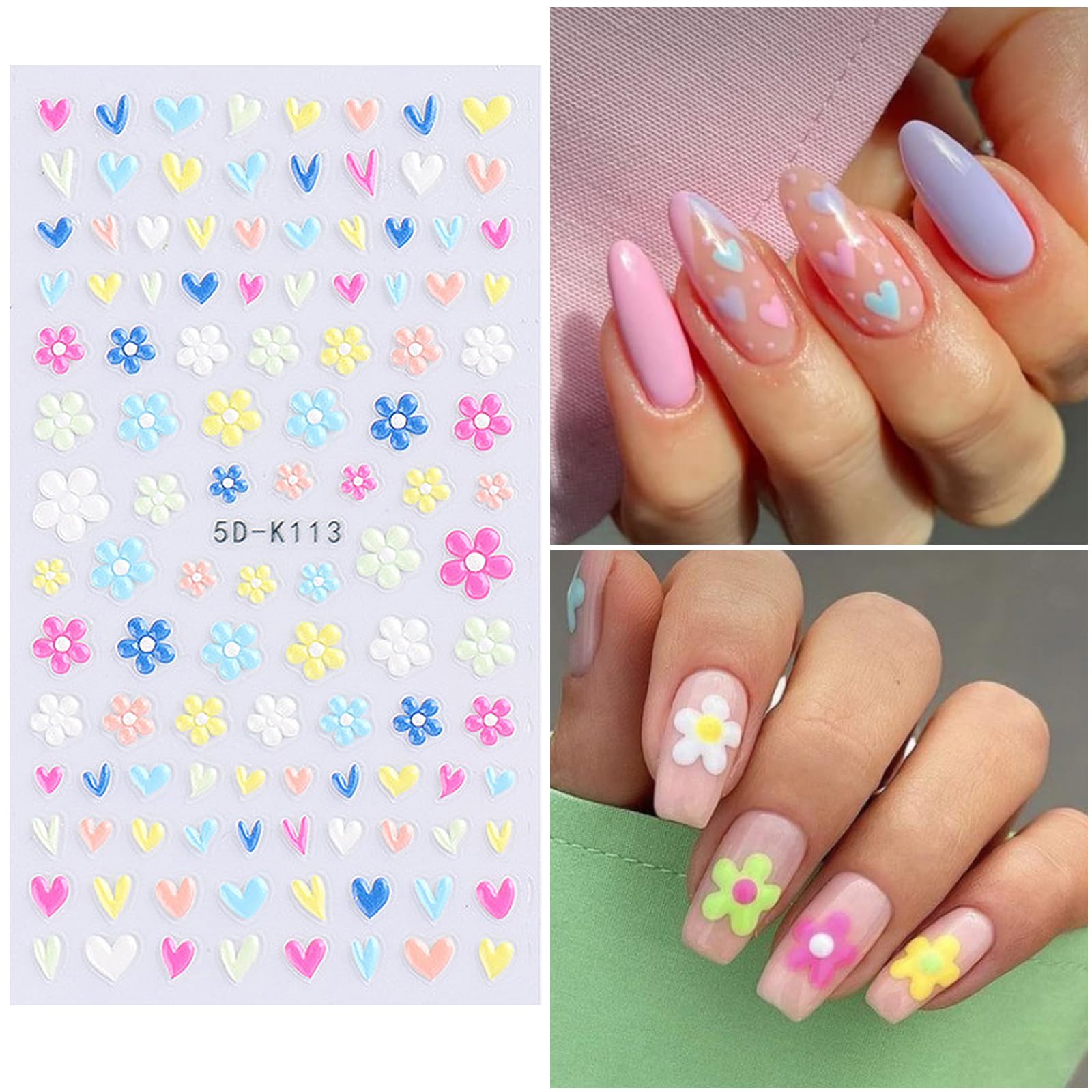 VOTACOS pegatinas de uñas con diseños florales, perfectos para manicura veraniega