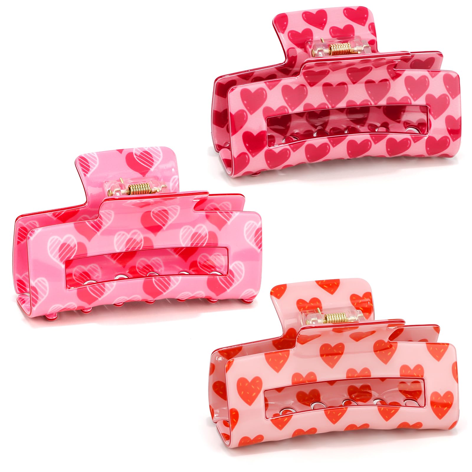 Pinzas de pelo Vovii con corazón rosa, conjunto de 3, perfecto para peinados de Valentín.