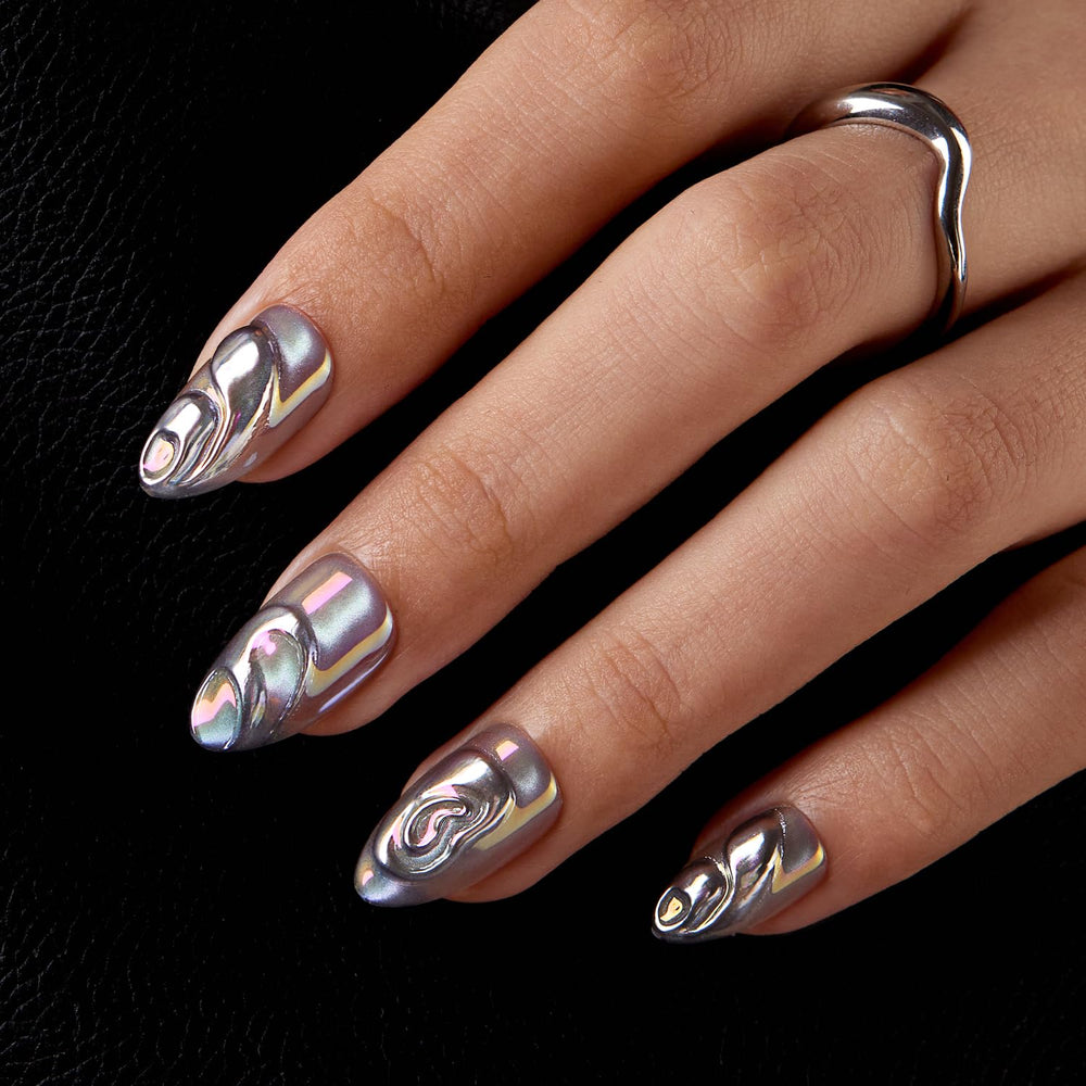 VSALON uñas postizas ojo-gato brillo cromo para look glamoroso