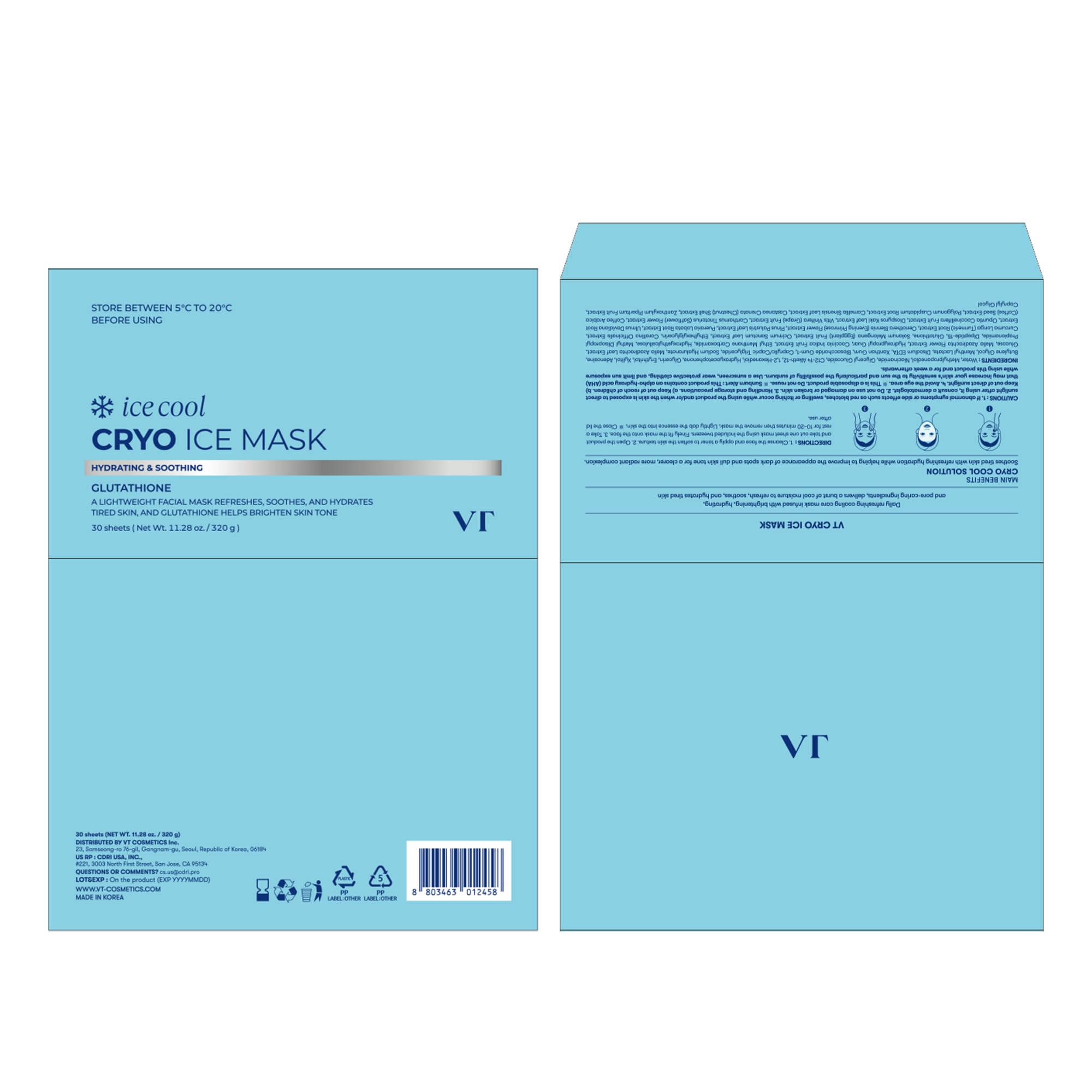 VT COSMETICS Cryo Ice Mask enfriamiento suave para piel con enrojecimiento.