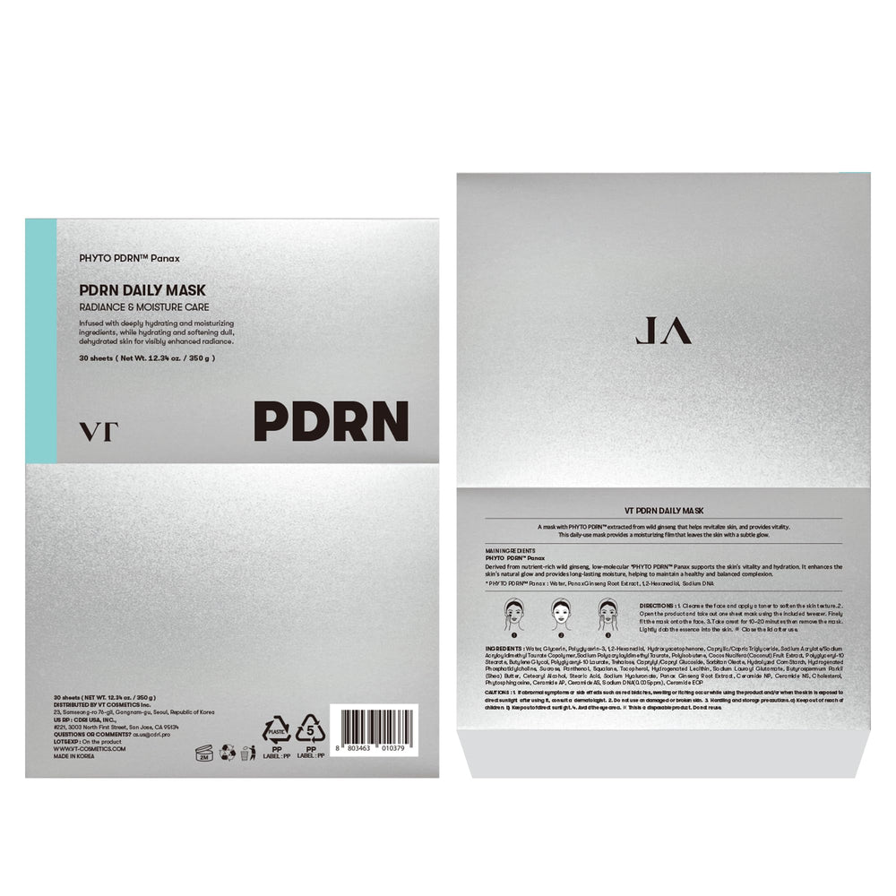 Mascarilla VT COSMETICS PDRN diaria: almacenamiento adecuado para mantener cada lámina fresca.