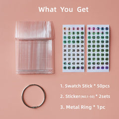 Vuojur muestras de uñas forma estilete claras para selección rápida de color.