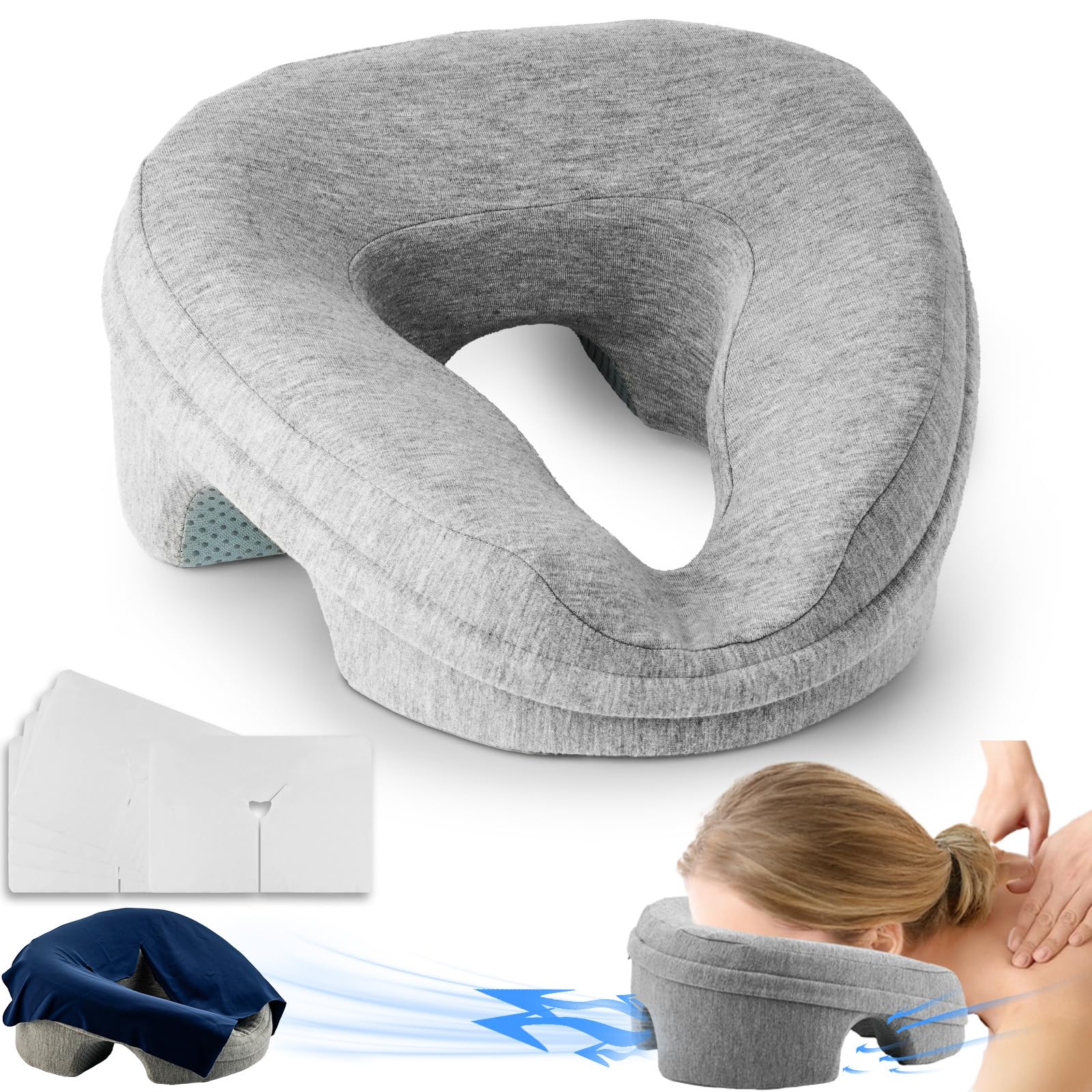 Almohada VVB para rostro boca abajo facilita la relajación en cama
