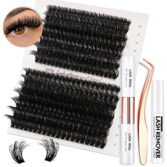 Vznffur fluffy lash kit contents show 280 clusters for quick volume.
