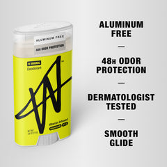 Desodorante sin aluminio de W suave para piel sensible durante entrenamientos.