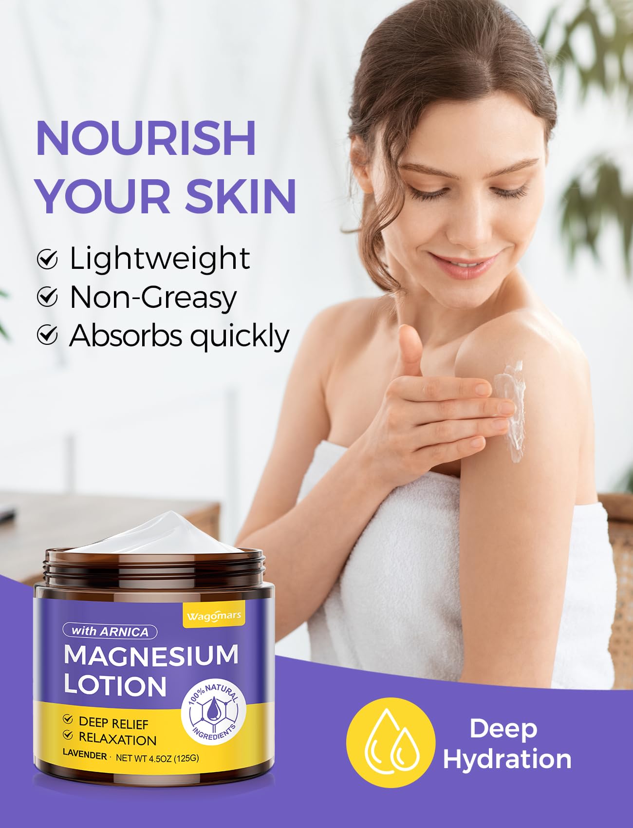 Wagomars magnesium lotion post workout relaxation and ease.
