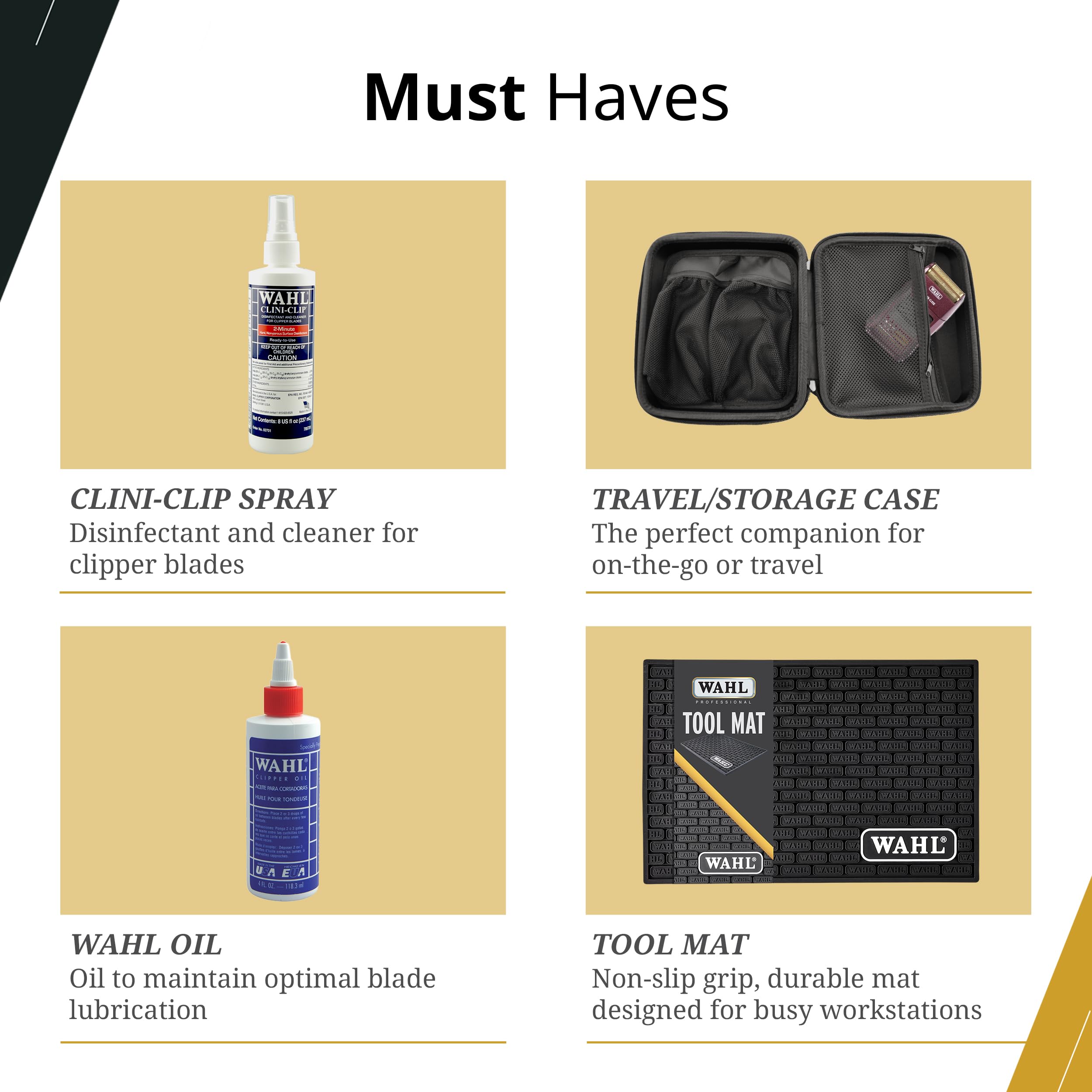 Wahl Professional All Star Combo: guías de recorte 1/8" a 1/2" para detalle fino.