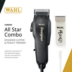 Wahl Professional All Star Combo: recortadora Peanut para detalles suaves y acabados limpios.