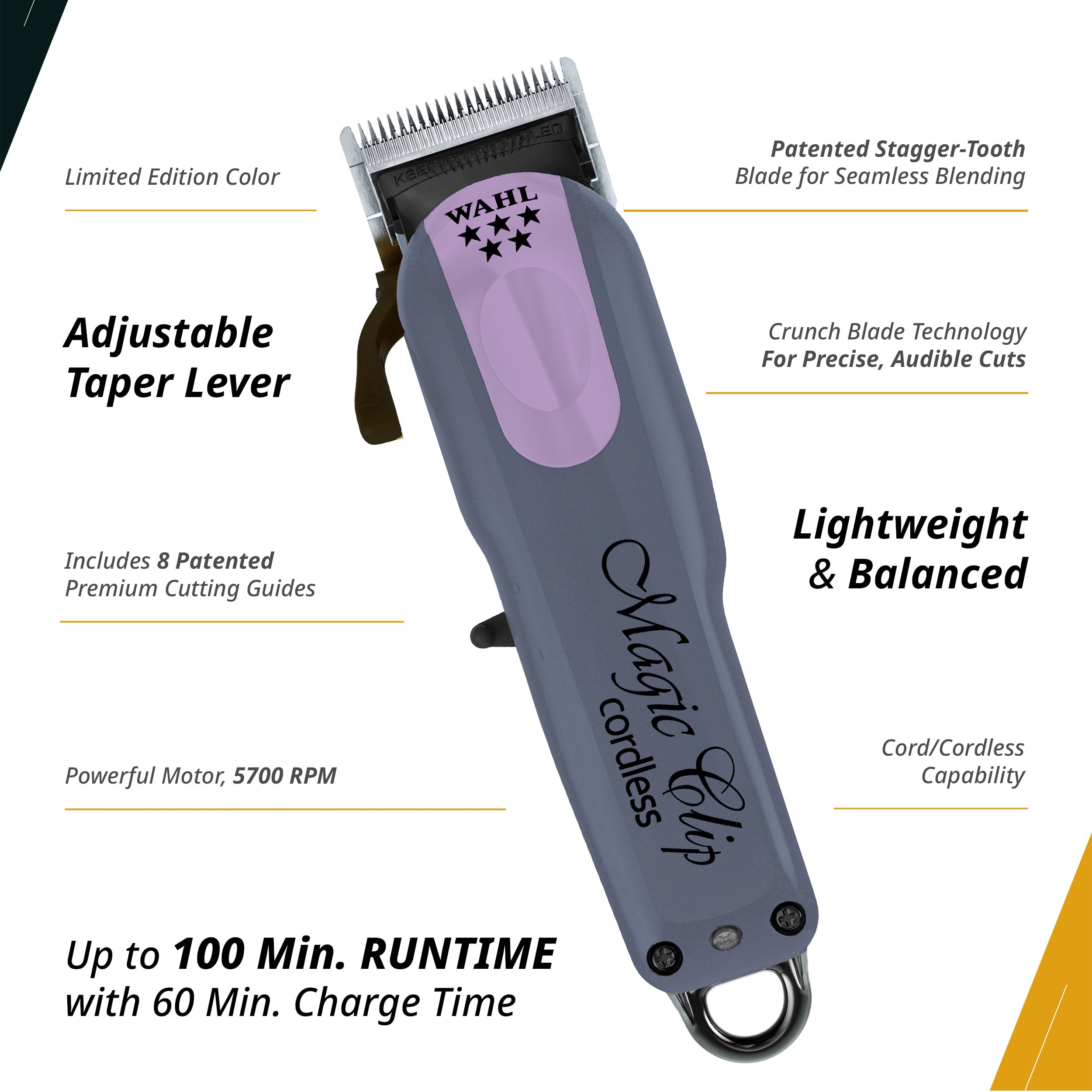 Wahl Magic Clip : batterie lithium offrant plus de 100 minutes d autonomie