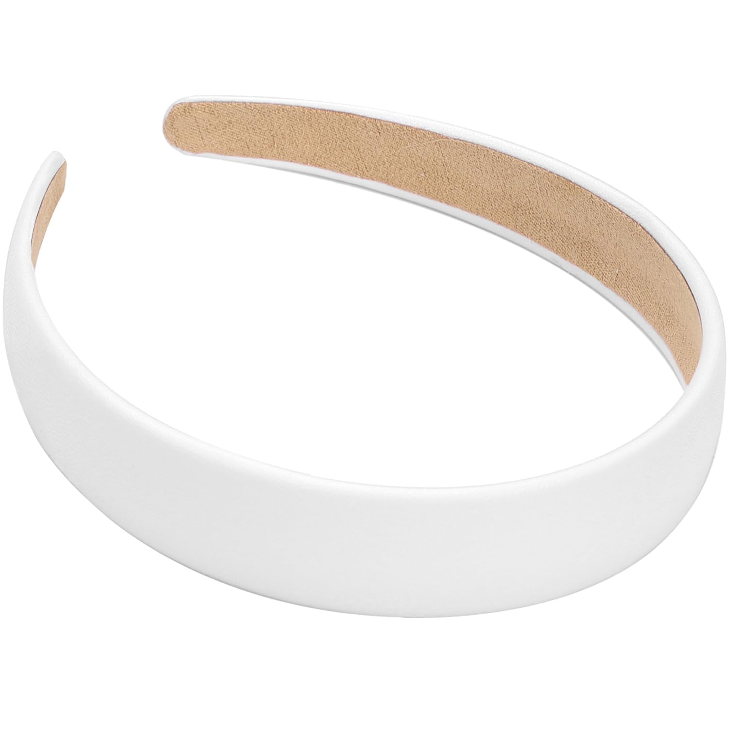 WantGor diadema de cuero PU de 1 pulgada blanca, cómodo y resistente para uso diario.