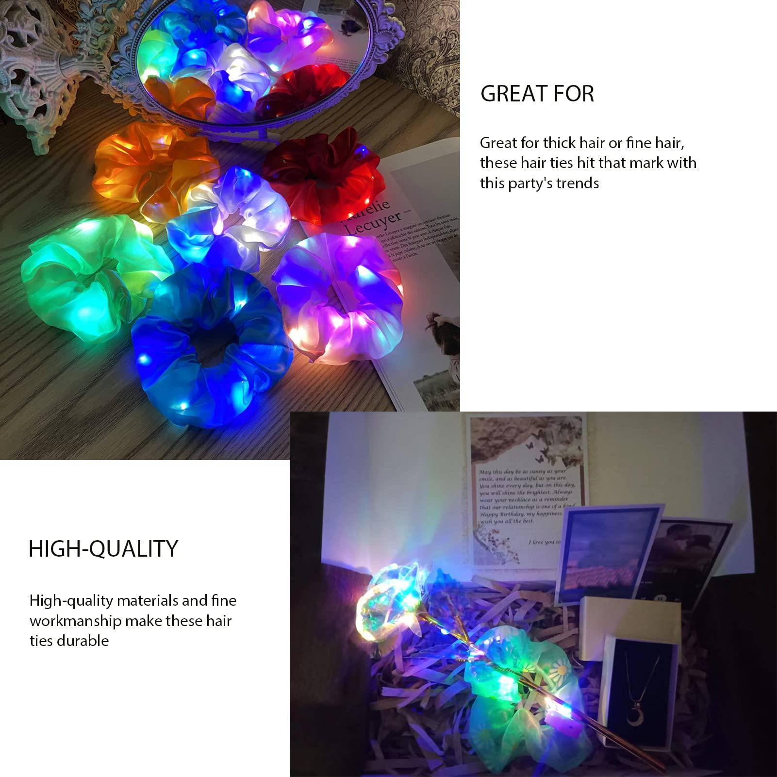 Watety coletero con luz LED, perfecto para fiestas y eventos nocturnos.