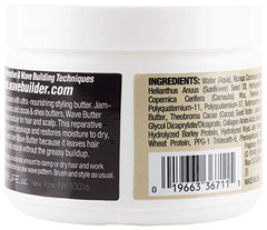 Wavebuilder Cocoa y Shea Wave Butter aplicación suave para uso diario sin peso.