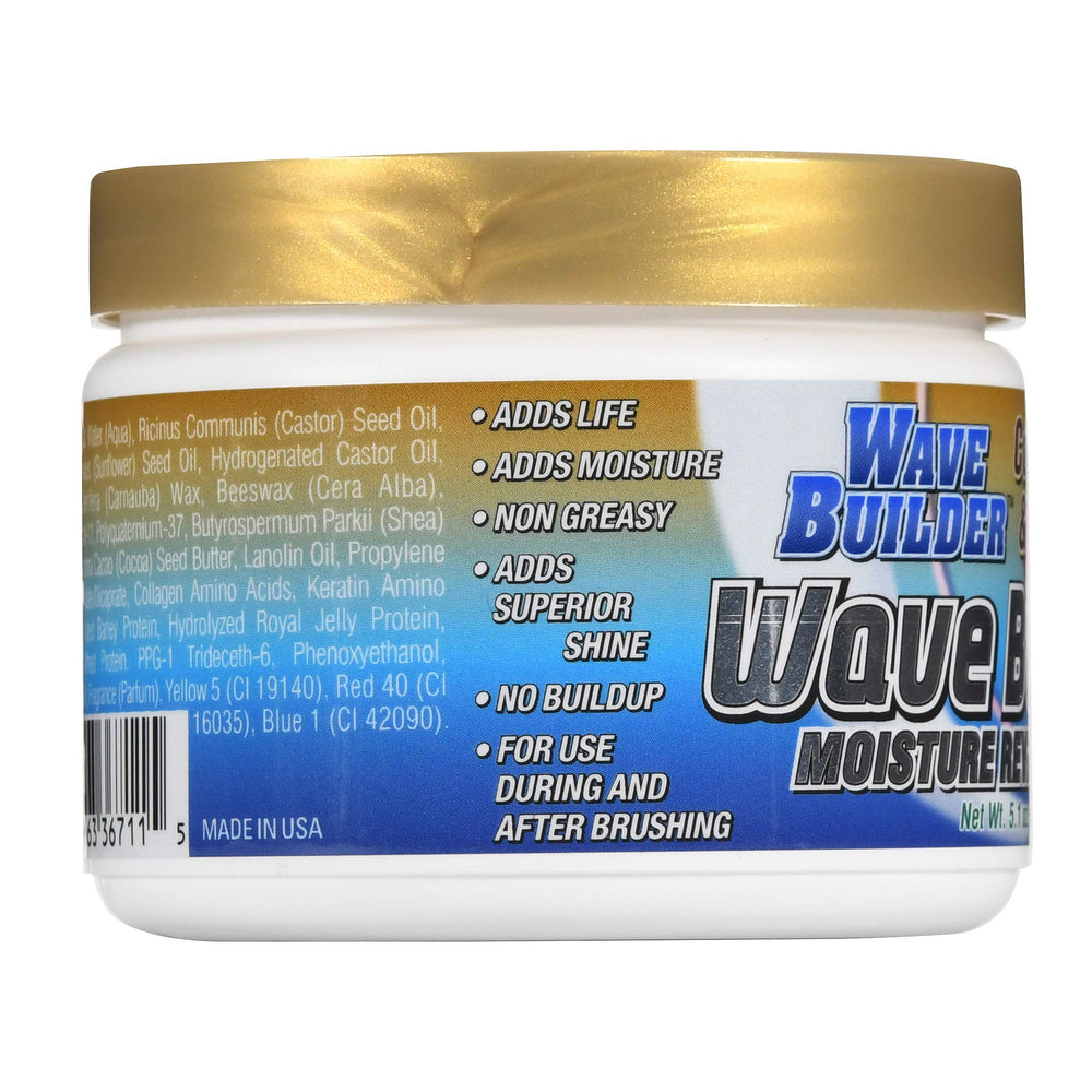 Wavebuilder Cocoa y Shea Wave Butter acabado suave y brillo natural.