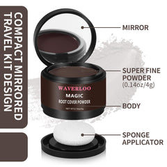 Waverloo Magic Root Cover Up tono marrón oscuro iguala el color de cabello.